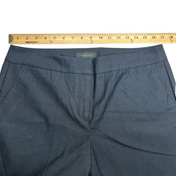 Talbots Curvy Fit Crop Pants 12 Black White Stripe Hem Pockets High Rise New - Picture 12 of 16